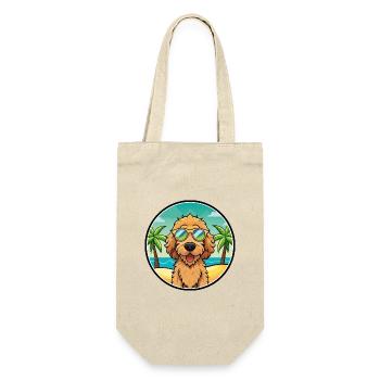 Labradoodle Hunderasse Cartoon Sonnenbrille Strand - Geschenkbeutel für Flaschen - Natur - Vorne
