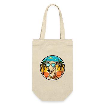 Windhund Hund Rasse Cartoon Sonnenbrille Strand - Geschenkbeutel für Flaschen - Natur - Vorne