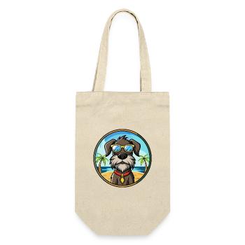 Deutscher Drahthaar Vorstehhund Rasse Cartoon Strand - Geschenkbeutel für Flaschen - Natur - Vorne