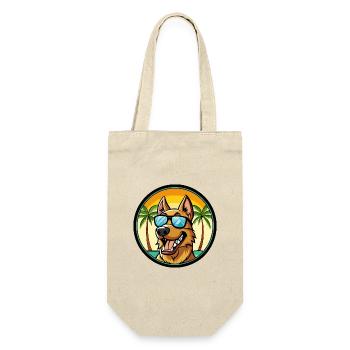 Deutscher Windhund Rasse Cartoon Sonnenbrille Strand - Geschenkbeutel für Flaschen - Natur - Vorne