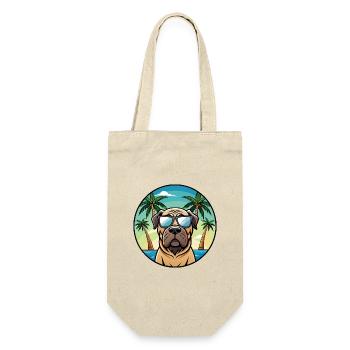 Englische Dogge Hund Rasse Cartoon Sonnenbrille Strand - Geschenkbeutel für Flaschen - Natur - Vorne