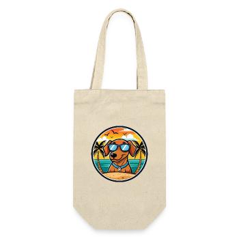 Dunker Hunderasse Cartoon Sonnenbrille Strand - Geschenkbeutel für Flaschen - Natur - Vorne