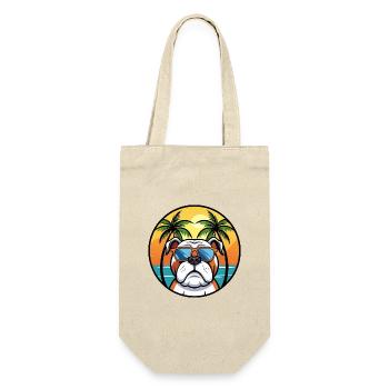 Bouledogue anglais race dessin animé lunettes de soleil plage - Sac à bouteille - nature - Devant