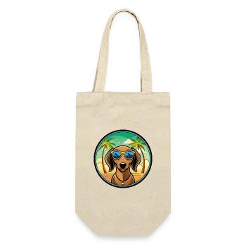 Dackel Hunderasse Cartoon Sonnenbrille Strand - Geschenkbeutel für Flaschen - Natur - Vorne