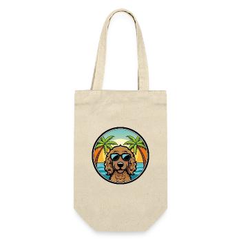 Lockig Beschichtet Retriever Hunderasse Cartoon Strand - Geschenkbeutel für Flaschen - Natur - Vorne