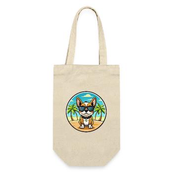 Continental Spielzeug Spaniel Hunderasse Cartoon Strand - Geschenkbeutel für Flaschen - Natur - Vorne