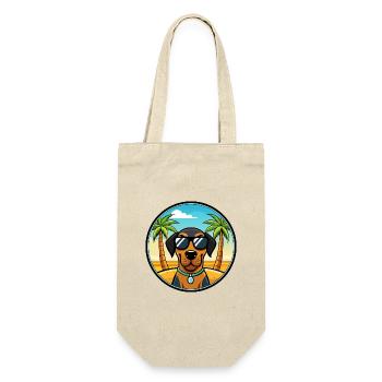 Schwarz Und Tan Coonhound Hunderasse Cartoon Strand - Geschenkbeutel für Flaschen - Natur - Vorne