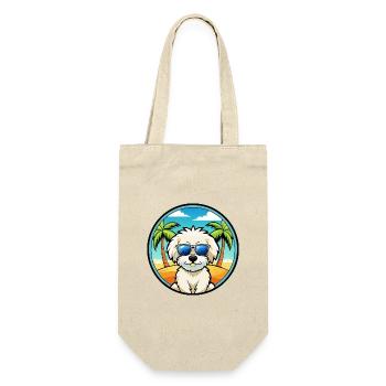 Bichon Frise Hunderasse Cartoon Sonnenbrille Strand - Geschenkbeutel für Flaschen - Natur - Vorne