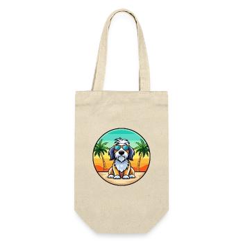 Basset Griffon Vendéen Hunderasse Cartoon Beach - Geschenkbeutel für Flaschen - Natur - Vorne