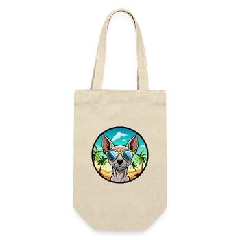 Amerikanischer haarloser Terrier Hunderasse Cartoon Beach - Geschenkbeutel für Flaschen - Natur - Vorne