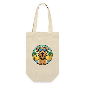 Weich beschichtete Wheaten Terrier Hunderasse Karikatur - Geschenkbeutel für Flaschen - Natur - Vorne
