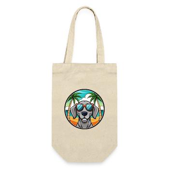 Weimaraner Hund Rasse Cartoon Sonnenbrille Strand - Geschenkbeutel für Flaschen - Natur - Vorne