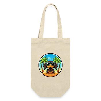 Lunettes de soleil de dessin animé de race de chien teckel à poil dur - Sac à bouteille - nature - Devant