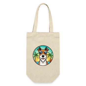 Draht Foxterrier Hunderasse Cartoon Sonnenbrille Strand - Geschenkbeutel für Flaschen - Natur - Vorne