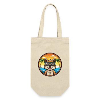 Volpino Italiano Hunderasse Cartoon Sonnenbrille Strand - Geschenkbeutel für Flaschen - Natur - Vorne