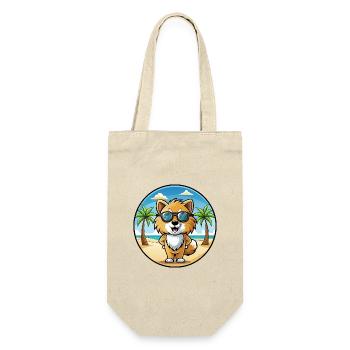 Spielzeug Deutscher Spitz Hund Rasse Cartoon Sonnenbrille Strand - Geschenkbeutel für Flaschen - Natur - Vorne