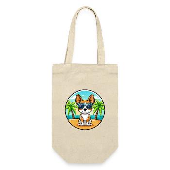 Spielzeug Foxterrier Hund Rasse Cartoon Sonnenbrille Strand - Geschenkbeutel für Flaschen - Natur - Vorne