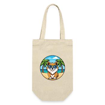 Tibetischer Spaniel Hund Rasse Cartoon Sonnenbrille Strand - Geschenkbeutel für Flaschen - Natur - Vorne