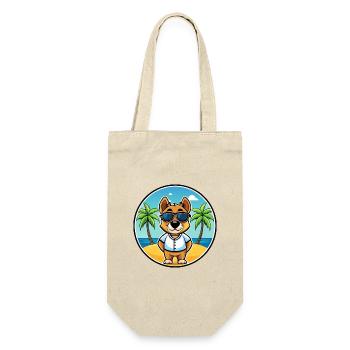 Sporting Lucas Terrier Hunderasse Cartoon Beach - Geschenkbeutel für Flaschen - Natur - Vorne