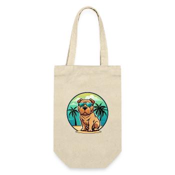 Shar Pei Hunderasse Cartoon Sonnenbrille Strand - Geschenkbeutel für Flaschen - Natur - Vorne