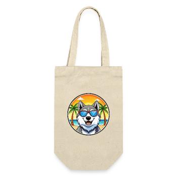 Seppala Sibirische Schlittenhunderasse Cartoon Sonnenbrille - Geschenkbeutel für Flaschen - Natur - Vorne