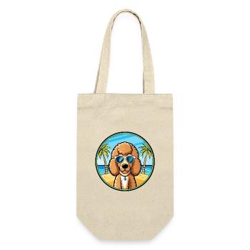 Pudel Hund Rasse Cartoon Sonnenbrille Strand - Geschenkbeutel für Flaschen - Natur - Vorne