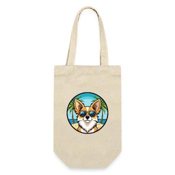 Papillon Hunderasse Cartoon Sonnenbrille Strand - Geschenkbeutel für Flaschen - Natur - Vorne