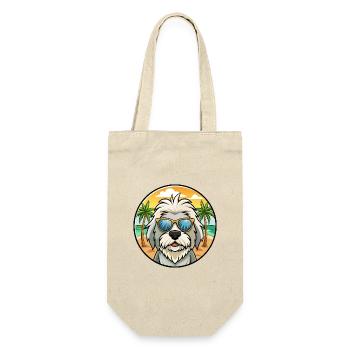 Vieux chien de berger anglais race dessin animé lunettes de soleil plage - Sac à bouteille - nature - Devant