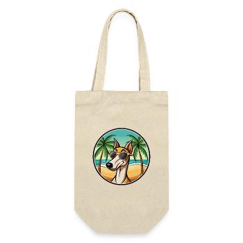 Alter kroatischer Windhund Hunderasse Cartoon Strand - Geschenkbeutel für Flaschen - Natur - Vorne