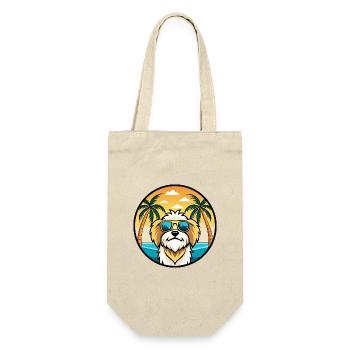 Lhasa Apso Hunderasse Cartoon Sonnenbrille Strand - Geschenkbeutel für Flaschen - Natur - Vorne
