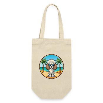 Miniaturpudel Hunderasse Cartoon Sonnenbrille Strand - Geschenkbeutel für Flaschen - Natur - Vorne