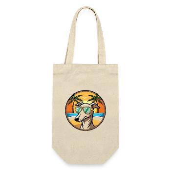 Windhund Hund Rasse Cartoon Sonnenbrille Strand - Geschenkbeutel für Flaschen - Natur - Vorne