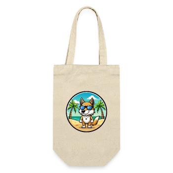 Italienisch Volpino Hund Rasse Cartoon Sonnenbrille Strand - Geschenkbeutel für Flaschen - Natur - Vorne