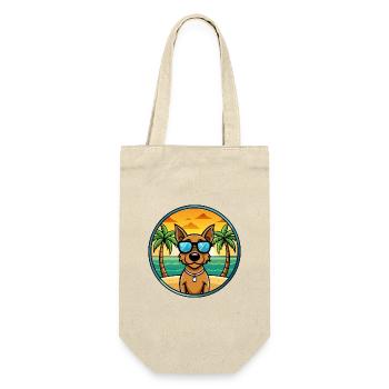 Jagdterrier Hunderasse Cartoon Sonnenbrille Strand - Geschenkbeutel für Flaschen - Natur - Vorne