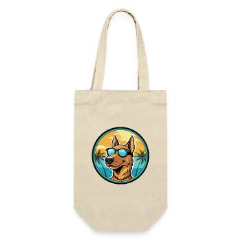 Deutscher Windhund Rasse Cartoon Sonnenbrille Strand - Geschenkbeutel für Flaschen - Natur - Vorne