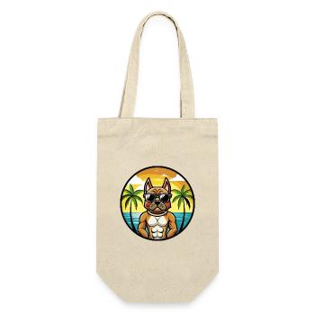 Deutscher Boxer Hund Rasse Cartoon Sonnenbrille Strand - Geschenkbeutel für Flaschen - Natur - Vorne