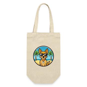 Dingo Hund Rasse Cartoon Sonnenbrille Strand - Geschenkbeutel für Flaschen - Natur - Vorne