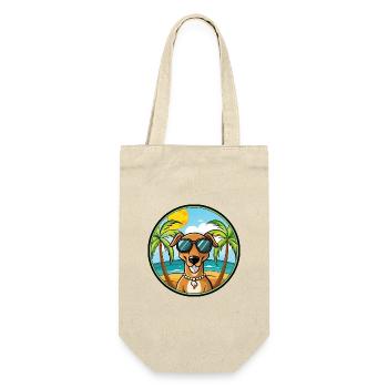 Kretischer Hund Hund Rasse Cartoon Sonnenbrille Strand - Geschenkbeutel für Flaschen - Natur - Vorne