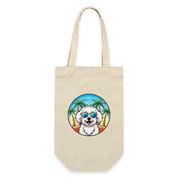 Bichon Frise Hunderasse Cartoon Sonnenbrille Strand - Geschenkbeutel für Flaschen - Natur - Vorne