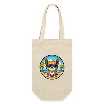 Continental Spielzeug Spaniel Hunderasse Cartoon Strand - Geschenkbeutel für Flaschen - Natur - Vorne