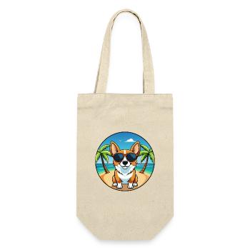 Strickjacke Welsh Corgi Hund Rasse Cartoon Sonnenbrille - Geschenkbeutel für Flaschen - Natur - Vorne