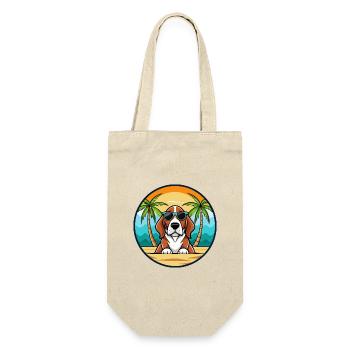 Basset Artesien Normand Hunderasse Cartoon Beach - Geschenkbeutel für Flaschen - Natur - Vorne