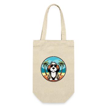 Basset Griffon Vendéen Hunderasse Cartoon Beach - Geschenkbeutel für Flaschen - Natur - Vorne