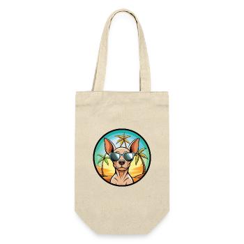 Amerikanischer haarloser Terrier Hunderasse Cartoon Beach - Geschenkbeutel für Flaschen - Natur - Vorne