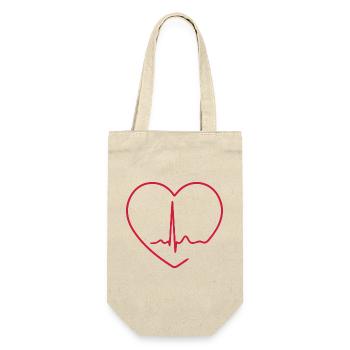 Herzschlag-EKG-Linie Medizinischer Pulswellen-Ikon-Vektor - Geschenkbeutel für Flaschen - Natur - Vorne