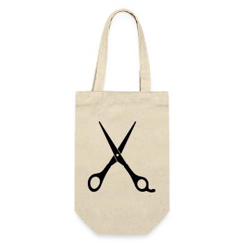 Friseur Schere Symbol - Geschenkbeutel für Flaschen - Natur - Vorne