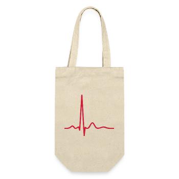 Herzschlag-EKG-Linie Medizinischer Pulswellen-Ikon-Vektor - Geschenkbeutel für Flaschen - Natur - Vorne