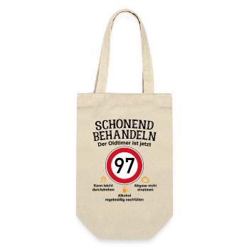 97. Geburtstag Schonend Behandeln Oldtimer Ist 97 - Geschenkbeutel für Flaschen - Natur - Vorne