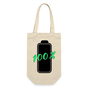 Batterie hat 100% volle Energie - Geschenkbeutel für Flaschen - Natur - Vorne