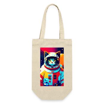 Astronauten-Katze - Geschenkbeutel für Flaschen - Natur - Vorne